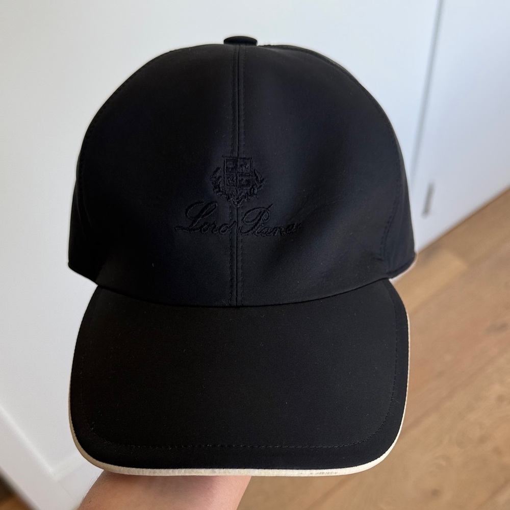 Loro Piana Navy Blue Cap with Cream Piping